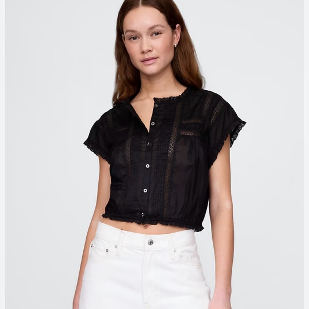 Ruffle Pintuck Crop Top- Gap